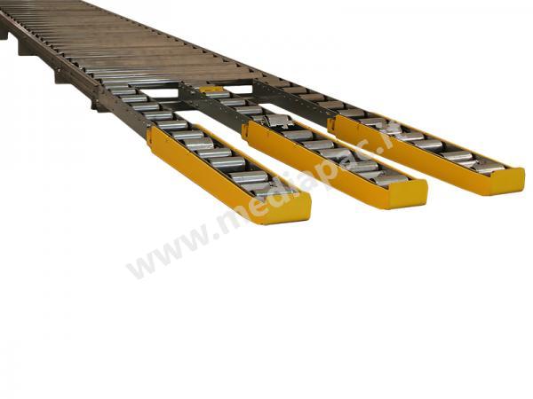 Linea FIFO per la movimentazione di pallet, con accessorio per presa con transpallet