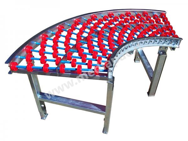 Rulliera curva a 90° con rotelle in plastica