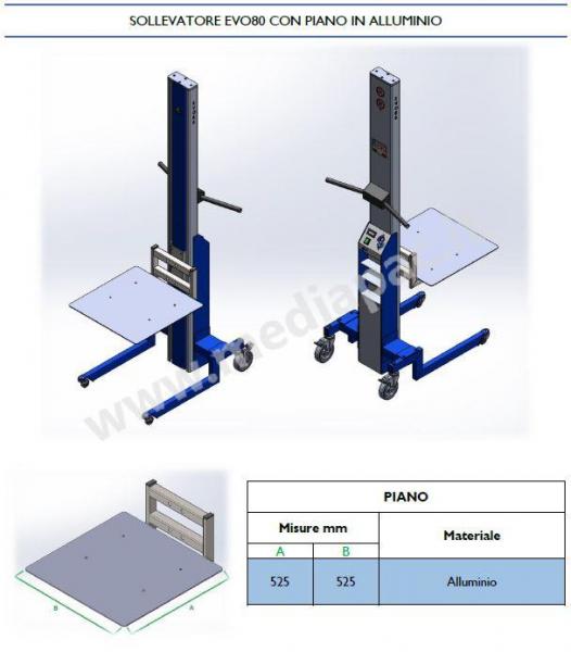 Sollevatore EVO80 con piano in alluminio